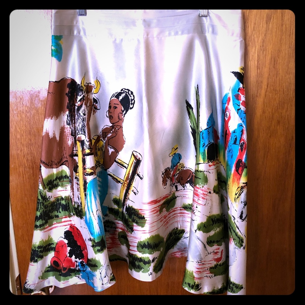 Fun, 100% silk, skirt with gorgeous print.